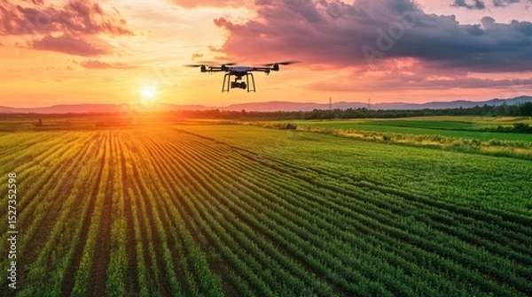 Obraz satellite imaging providing farmers with crop health reports, enabling early pest detection and reducing pesticide use through smart farming technologies.