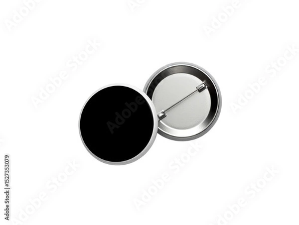 Fototapeta Two Circular Pin Badges Mockup On Transparent Background
