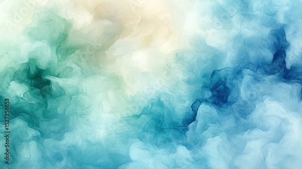 Obraz Abstract ethereal blend of soft teal, beige, and azure hues