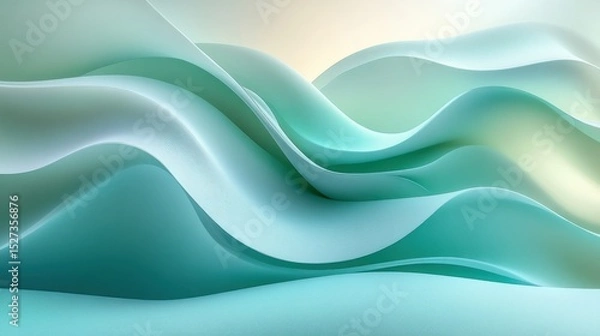 Obraz Abstract, flowing teal waves