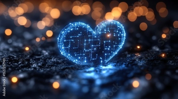 Obraz Abstract glowing heart, digital art
