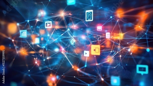 Obraz Digital network connection, global communication