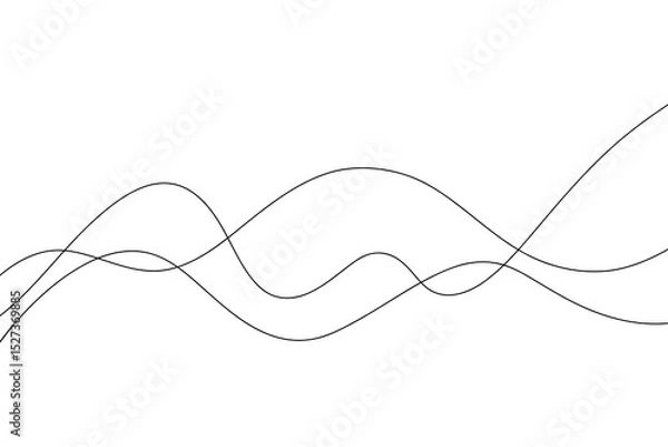 Obraz Abstract continuous endless wavy lines with a curve on a white background, hand-drawn vector. Modern minimalistic background with space for banner text, poster, label. Graphical, dynamic linear