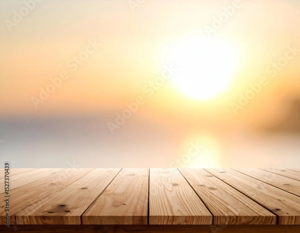 Fototapeta Warm Gradient Background with Subtle Light and Wooden Surface