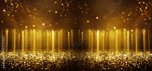 Fototapeta abstract glitter gold and black lights background. de-focused