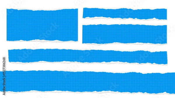 Obraz 破れたメモ紙の青いベースセット　影つき　背景透過