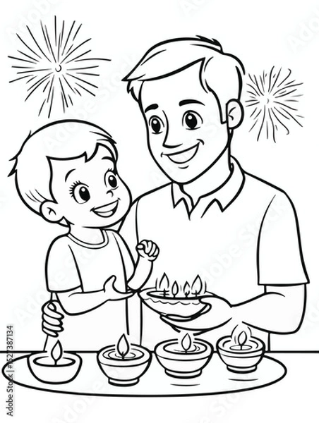 Obraz Diwali Festivities with Father and Daughter