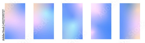 Obraz Set winter holographic gradient. Pastel Christmas background, modern winter blue gradient vector design.