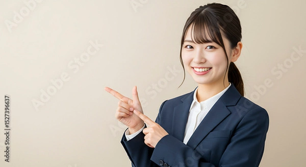 Obraz 笑顔で説明をする女性の会社員 AI生成画像