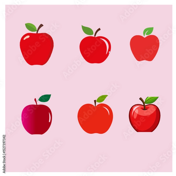 Fototapeta A set of Red Apple icon