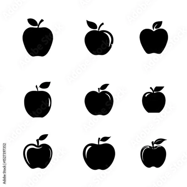 Fototapeta A set of black and white Apple icon