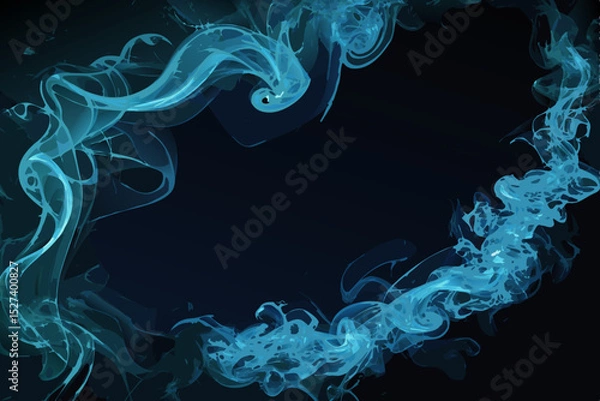 Obraz Create a vector graphic of a swirling smoke border, featuring vibrant glowing blue vapor, ideal for design projects needing a mystical, ethereal edge.