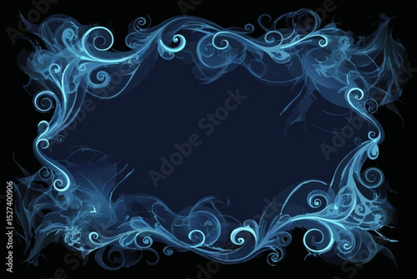Obraz Create a vector graphic of a swirling smoke border, featuring vibrant glowing blue vapor, ideal for design elements.