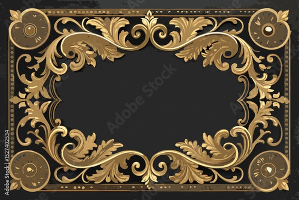 Obraz Create a vintage frame border, richly detailed with bold baroque ornamentation.  Include swirling patterns and ornate flourishes.  High resolution.