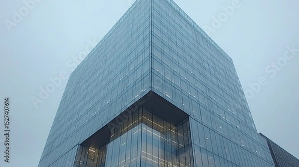 Obraz Glass skyscraper facade with high-rise architecture, modern corporate office tower reflecting the sky