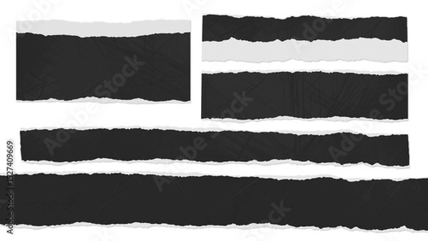 Obraz 破れた紙の白黒のベースパック　背景透過