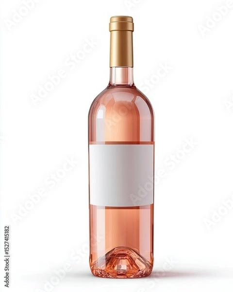 Obraz A bottle of elegant rose wine featuring a blank label, perfect for showcasing unique branding and designs in any wine-related promotional content.