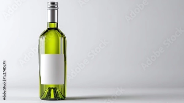 Obraz A minimalist image of an elegant green wine bottle with a blank label, perfect for showcasing your brand or product in various contexts.