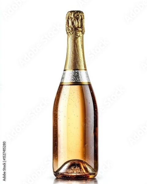 Obraz A sleek, elegant bottle of sparkling rose wine, showcasing its vibrant color and fine bubbles, perfect for celebrations or special occasions.
