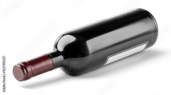 Fototapeta A sleek, elegant bottle of red wine, showcasing a minimalist design with a blank label, perfect for various occasions and settings.