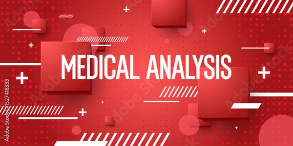 Fototapeta Poster for medical clinics. An illustration on the topic of medical analysis. Health and treatment. A template for posting information. Abstract background for healthcare and blood donation.