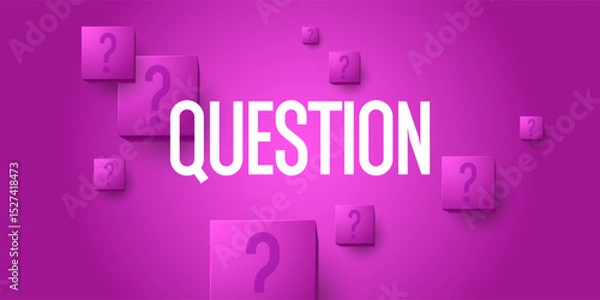Fototapeta The questioner. A poster with a picture of the question. An illustration for a puzzle or quiz. Presentation of the solution to the problem.