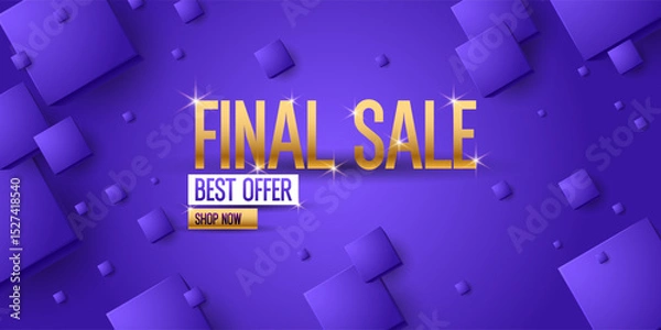 Fototapeta The final sale of the season, huge discounts. A beautiful bright poster for advertising goods and services in the store. Modern geometric graphics for design.