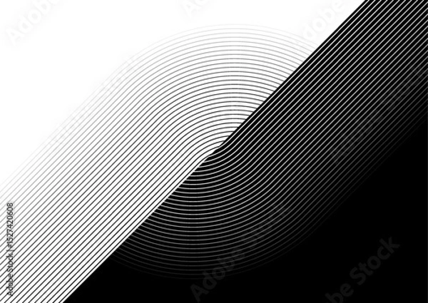 Obraz Black and white linear pattern abstract geometric minimal background. Vector digital art design