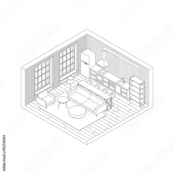 Obraz Line living room interior