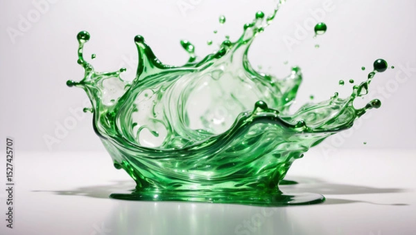 Fototapeta Cosmetic Transparent Green Splash Liquid with a Dynamic Motion, Representing Freshness, Purity, and Natural Beauty