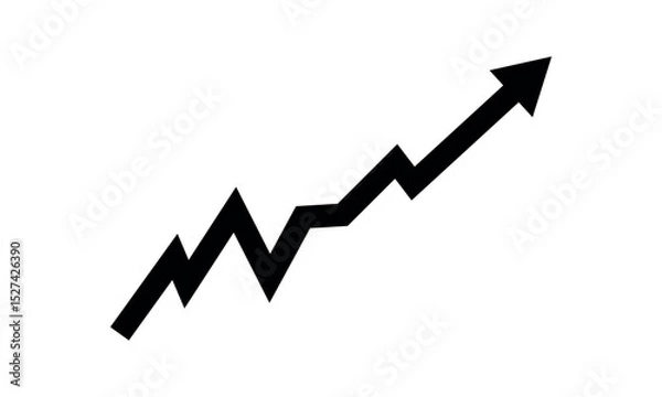 Fototapeta Black arrow graph going up consistently represents trading profit, business growth, economic boom, and financial surplus. Simple vector illustration symbol design.