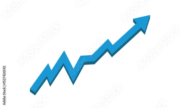 Fototapeta Flat blue arrow graph going up consistently represents trading profit, business growth, economic boom, and financial surplus. Simple vector illustration symbol design.