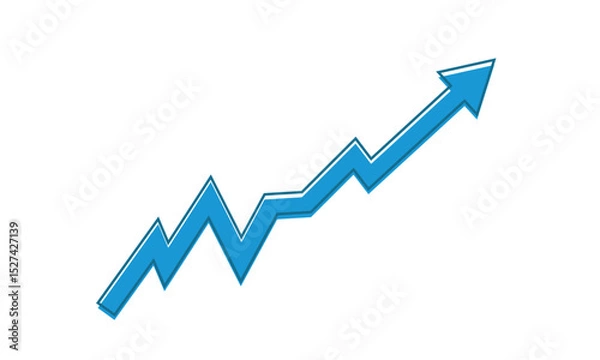 Fototapeta Arrow graph going up consistently represents trading profit, business growth, economic boom, and financial surplus. Blue color with outline. Simple vector illustration symbol design.