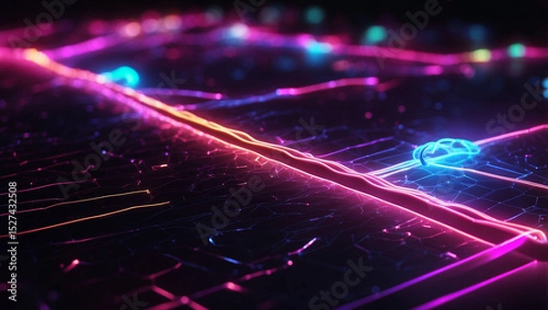 Fototapeta Internet Connection with Neon Effect for Enhanced Digital Experience