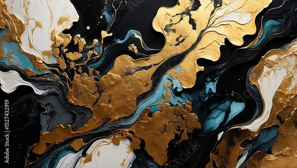 Fototapeta Luxury Abstract Fluid Art Painting in Alcohol Ink: Elegant and Rich
