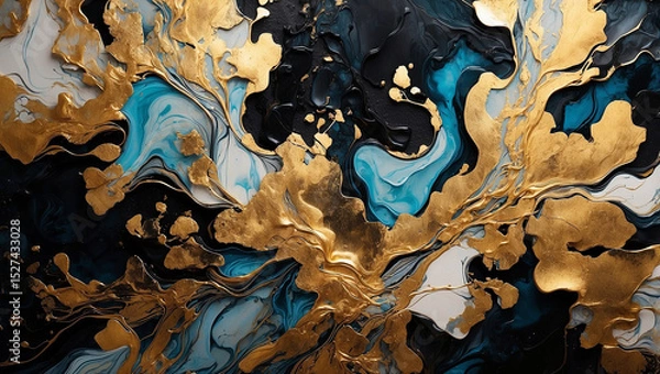 Fototapeta Luxury Abstract Fluid Art Painting in Alcohol Ink: Opulent Design