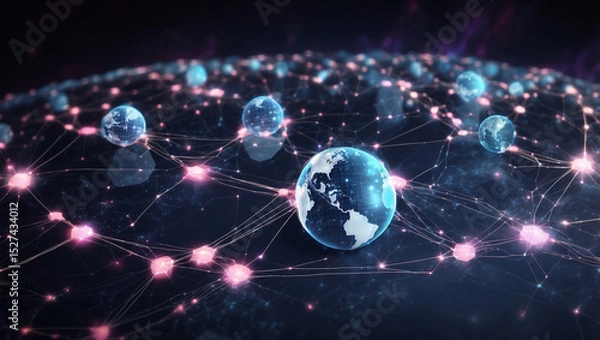 Fototapeta Men in Virtual Reality: Mobile Global Internet Connection of the Future