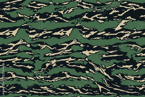 Obraz Camouflage seamless pattern. Tiger stripe camouflage pattern. Forest real tree camouflage design. Hunting camouflage. Tiger stripe pattern. 