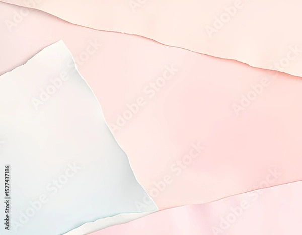 Fototapeta Abstract background featuring layered torn paper textures in soft pastel tones. Ideal for modern design projects, stationery, branding, invitations, or digital artwork