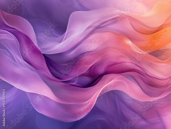 Fototapeta Vibrant abstract image featuring flowing, colorful waves in shades of purple, pink, and orange, creating sense of movement and energy