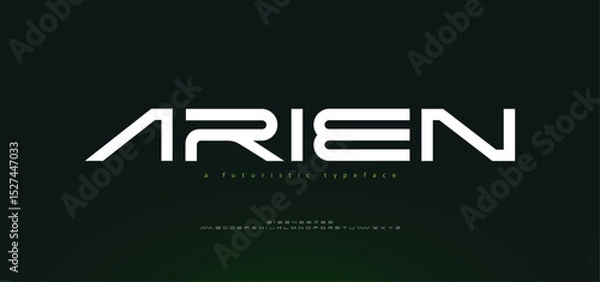 Fototapeta Abstract technology space font logo alphabet. techno and sport fonts. Typography digital sci-fi movie logos. vector illustration