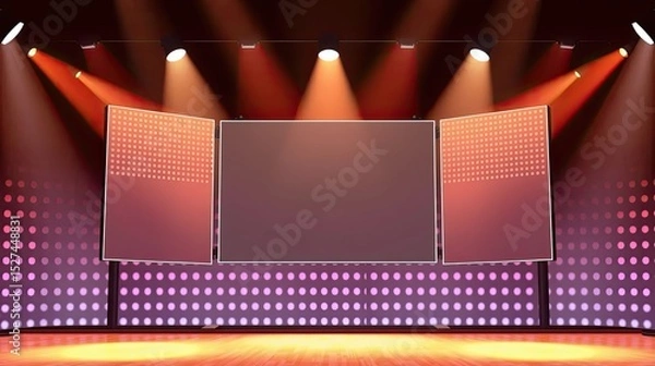 Fototapeta "Vivid Chroma Stage" - Ideal for virtual events, concert backdrops, product launches, or presentations needing a modern and dynamic visual environment