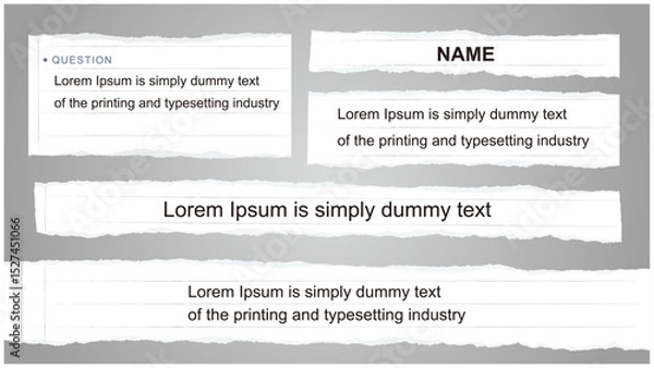 Obraz 破れた白い紙（罫線あり）のテロップベースパック　ベクター素材