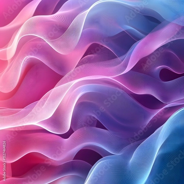 Fototapeta Abstract purple silk fabric with a smooth, shiny texture and soft, flowing waves creates a luxurious decorative backdrop