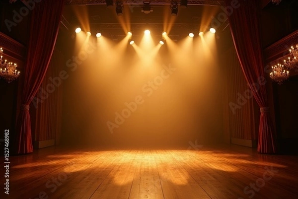 Fototapeta Empty stage awaits the spotlight magic ready for the performance drama unfolds
