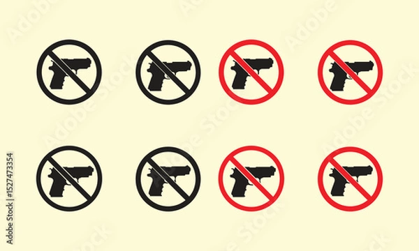Fototapeta Set of no guns allowed icons sign vector illustration with white background