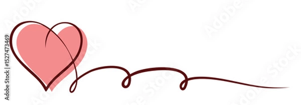 Fototapeta The one line symbol of a red heart.
