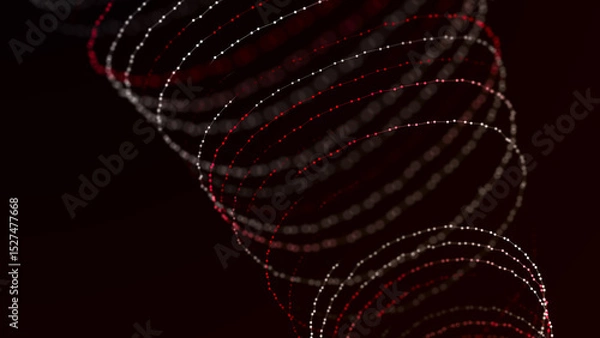 Obraz Digital binary data tunnel. Abstract connection of dots and lines on dark background. Concept of network. 3D