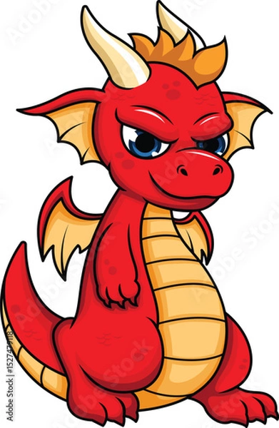 Obraz Cute Red Dragon Vector Image
