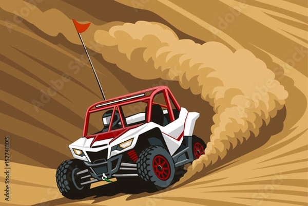 Fototapeta Extreme Utv Vehicle Desert Buggy Action Illustration background design vector art